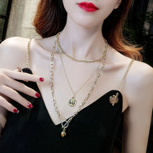 Load image into Gallery viewer, HUANZHI 2019 New Trendy Metal Ball Coin Pendant Multi-layer Punk Casual Design Long Chain Necklace For Women men Jewelry Gifts