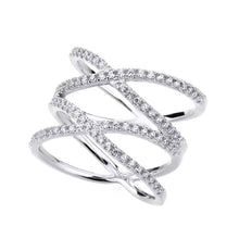 Load image into Gallery viewer, Tigrade Luxury 925 Sterling Silver Ring for Women X Shape Cross Design Cubic Zircon Fashion Jewelry Famale CZ Eternity Rings