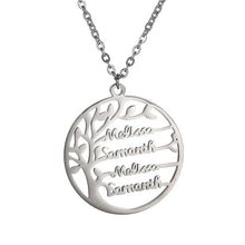 Load image into Gallery viewer, Personalized Tree Of Life Custom Name Necklace Stainless Steel Golden Family Tree Women Letter Necklace Jewelry Couple Gifts