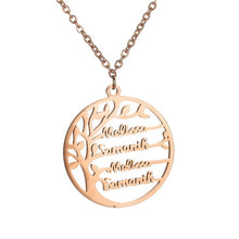 Load image into Gallery viewer, Personalized Tree Of Life Custom Name Necklace Stainless Steel Golden Family Tree Women Letter Necklace Jewelry Couple Gifts