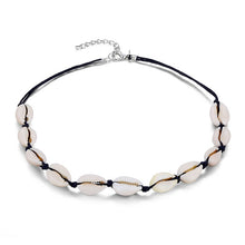 Load image into Gallery viewer, Fashion Black Rope Chain Natural Seashell Choker Necklace Collar Necklace Shell Choker Necklaces for Summer Beach Gifts Jewelry