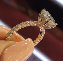 Load image into Gallery viewer, Manufacturer wholesale six claw silver gold ring Austria crystal zircon ring Christmas gift for women wedding jewelry rings