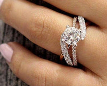 Load image into Gallery viewer, Manufacturer wholesale six claw silver gold ring Austria crystal zircon ring Christmas gift for women wedding jewelry rings