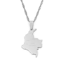 Load image into Gallery viewer, Anniyo Colombia Pendant and Water Wave Chain for Women Girls Stainless Steel Country Map Jewelry Colombia #112621