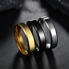 Load image into Gallery viewer, 2019 6mm Titanium Steel Black Finger Rings Set For Man Silver Plated Ring For Women Golden-color Jewelry Female Wedding Ring