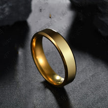 Load image into Gallery viewer, 2019 6mm Titanium Steel Black Finger Rings Set For Man Silver Plated Ring For Women Golden-color Jewelry Female Wedding Ring