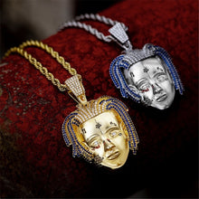 Load image into Gallery viewer, 2019 New Fashion Trendy Rock Hip Hop Singer Xxxtentacion Shape Pendant Necklaces All Crystal Luxury Gold Necklace for Men Women