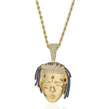 Load image into Gallery viewer, 2019 New Fashion Trendy Rock Hip Hop Singer Xxxtentacion Shape Pendant Necklaces All Crystal Luxury Gold Necklace for Men Women