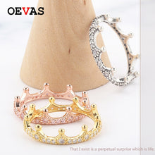 Load image into Gallery viewer, Fashion New 100% 925 Sterling Silver Crown Ring for Women Rose gold Sliver Gold color Engagement AAA CZ Gilrs Jewelry Bague Gift