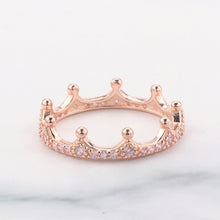 Load image into Gallery viewer, Fashion New 100% 925 Sterling Silver Crown Ring for Women Rose gold Sliver Gold color Engagement AAA CZ Gilrs Jewelry Bague Gift
