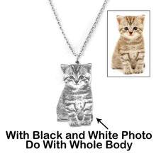 Load image into Gallery viewer, Custom Portrait Your Pet Photo Necklace Pet Lover Gift Cat Necklace Personalized Silver Pet Name Necklace