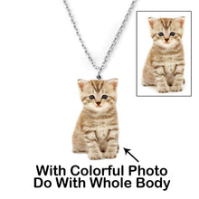Load image into Gallery viewer, Custom Portrait Your Pet Photo Necklace Pet Lover Gift Cat Necklace Personalized Silver Pet Name Necklace
