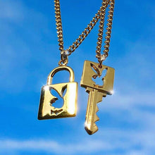 Load image into Gallery viewer, New Ins Hot Bunny Gold Lock Key Choker Necklace Women Pendant Necklaces Gothic Girls Unisex Lovers Couple Rabbit Collares
