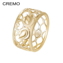 Load image into Gallery viewer, Cremo Giraffe Band Rings Women Gold Interchangeable Leather Hollow Ring Elegant Bijoux Femme Finger Rings High Polished Jewelry