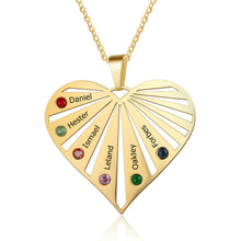 Load image into Gallery viewer, Fashion Personalized Necklaces Stainless Steel Heart Pendant Women Jewelry Engrave 6 Names Birthstones Exquisite Gift for Family