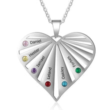 Load image into Gallery viewer, Fashion Personalized Necklaces Stainless Steel Heart Pendant Women Jewelry Engrave 6 Names Birthstones Exquisite Gift for Family