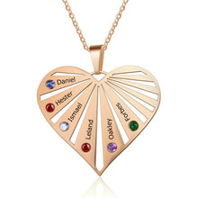 Load image into Gallery viewer, Fashion Personalized Necklaces Stainless Steel Heart Pendant Women Jewelry Engrave 6 Names Birthstones Exquisite Gift for Family