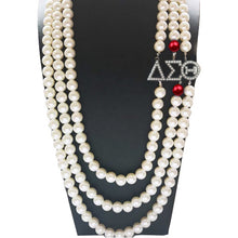 Load image into Gallery viewer, Greek letters Sorority  Delta Sigma Theta  Multilayer Long Pearl Necklace DST  Accessories