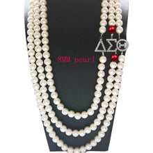 Load image into Gallery viewer, Greek letters Sorority  Delta Sigma Theta  Multilayer Long Pearl Necklace DST  Accessories