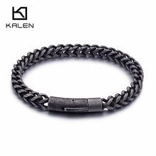 Load image into Gallery viewer, KALEN Retro Stainless Steel Brushed Link Chain Bracelets For Men Biker Matte Hand Chain Wrist Bilezik Cheap Jewelry