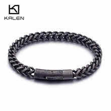 Load image into Gallery viewer, KALEN Retro Stainless Steel Brushed Link Chain Bracelets For Men Biker Matte Hand Chain Wrist Bilezik Cheap Jewelry