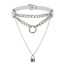 Load image into Gallery viewer, Gothic Lock Chain necklace multilayer women black leather emo Kawaii witch rave jewelryPunk choker collar goth pendant necklace