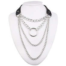 Load image into Gallery viewer, Gothic Lock Chain necklace multilayer women black leather emo Kawaii witch rave jewelryPunk choker collar goth pendant necklace