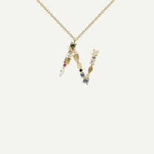 Load image into Gallery viewer, Altruist 925 Sterling Silver Gold Leter M Pendant Initial F Alphabet Necklace Opals Fashion 2019 Women Accessories Jewelry