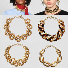 Load image into Gallery viewer, Girlgo 2019 ZA Metal Embossed Chokers Necklace For Women Christmas Jewelry Bohemia Resin Connect Necklace Porm Collar Accessory