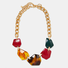 Load image into Gallery viewer, Girlgo 2019 ZA Metal Embossed Chokers Necklace For Women Christmas Jewelry Bohemia Resin Connect Necklace Porm Collar Accessory