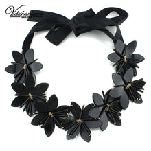 Load image into Gallery viewer, Vodeshanliwen Newest Charm Women Black Acrylic Flowers Statement Necklace Fashion Necklaces &amp; Pendants handwork Jewelry