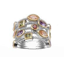 Load image into Gallery viewer, KIVN Fashion Jewelry Rope Multicolor CZ Cubic Zirconia Bridal Engagement Wedding Ring Bands for Women Birthday Christmas Gifts