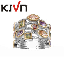 Load image into Gallery viewer, KIVN Fashion Jewelry Rope Multicolor CZ Cubic Zirconia Bridal Engagement Wedding Ring Bands for Women Birthday Christmas Gifts