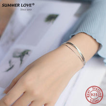 Load image into Gallery viewer, 2018 New Simple Multilayer Tassel Snake chain Bracelet Genuine 100% 925 Sterling Silver jewelry for women chrismas gift
