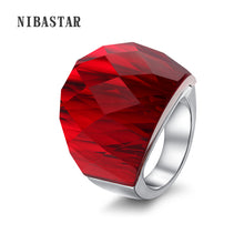 Load image into Gallery viewer, Fashion Women Luxury Brand Crystal Jewelry Ring 316L Stainless Steel White and Black Transparent Cut Crystal Ring