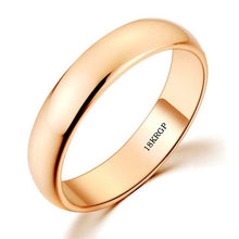 Load image into Gallery viewer, YHAMNI Original 18KGP Stamp Real Solid Gold Ring 5mm Wide Pure White/Rose Gold Rings Wedding Jewelry For Women and Men SJ050