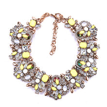 Load image into Gallery viewer, Fatpig Charm Rhinestone Flowers Necklaces Women Fashion Crystal Jewelry Choker Statement Bib Collar Necklace 2018