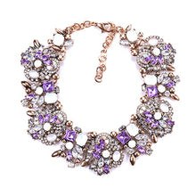 Load image into Gallery viewer, Fatpig Charm Rhinestone Flowers Necklaces Women Fashion Crystal Jewelry Choker Statement Bib Collar Necklace 2018