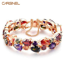 Load image into Gallery viewer, CARSINEL Trendy Charm CZ Bracelet Rose Gold color Mona Lisa Bangle Colorful Friendship Bracelet for Women Jewelry Wholesale