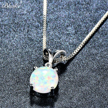 Load image into Gallery viewer, Blaike White/Green/Blue/Purple/Orange Fire Opal Oval Pendants Necklaces For Women 925 Sterling Silver Filled Birthstone Necklace