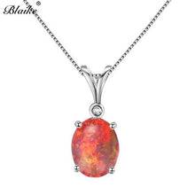 Load image into Gallery viewer, Blaike White/Green/Blue/Purple/Orange Fire Opal Oval Pendants Necklaces For Women 925 Sterling Silver Filled Birthstone Necklace