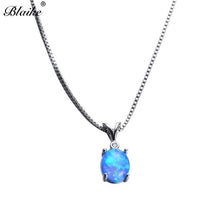 Load image into Gallery viewer, Blaike White/Green/Blue/Purple/Orange Fire Opal Oval Pendants Necklaces For Women 925 Sterling Silver Filled Birthstone Necklace