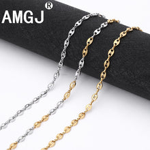 Load image into Gallery viewer, AMGJ Stainless Steel Necklace Chain for Mens Womens Coffee Beans Link Chain Necklace 3~7mm Width Fashion Accessories