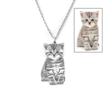 Load image into Gallery viewer, Custom Portrait Your Pet Photo Necklace Pet Lover Gift Cat Necklace Personalized Silver Pet Name Necklace