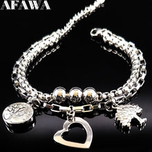 Load image into Gallery viewer, 2019 Double Love Silver Color Stainless Steel Bracelet for Women Tree of Life Bracelets Bangles Jewelry pulseras hombre B61448