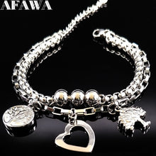 Load image into Gallery viewer, 2019 Double Love Silver Color Stainless Steel Bracelet for Women Tree of Life Bracelets Bangles Jewelry pulseras hombre B61448