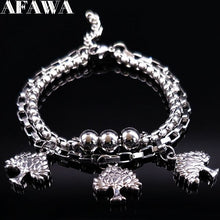 Load image into Gallery viewer, 2019 Double Love Silver Color Stainless Steel Bracelet for Women Tree of Life Bracelets Bangles Jewelry pulseras hombre B61448
