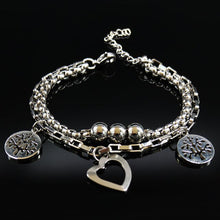 Load image into Gallery viewer, 2019 Double Love Silver Color Stainless Steel Bracelet for Women Tree of Life Bracelets Bangles Jewelry pulseras hombre B61448