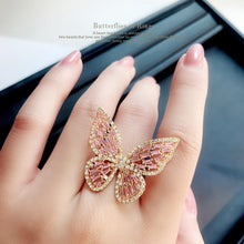 Load image into Gallery viewer, Luxury Butterfly Rings For Women Gold Silver Color Alloy Engagement Wedding Party Female Finger Ring Fashion Jewelry anillos